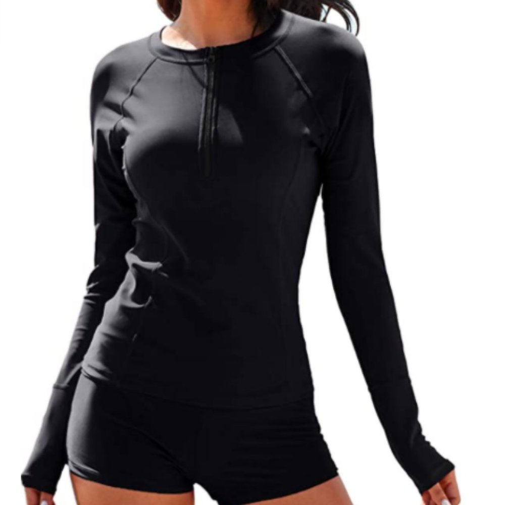 Relaxing Two Piece Rash Guard Long Sleeve Swimsuit - Picture 5 of 5
